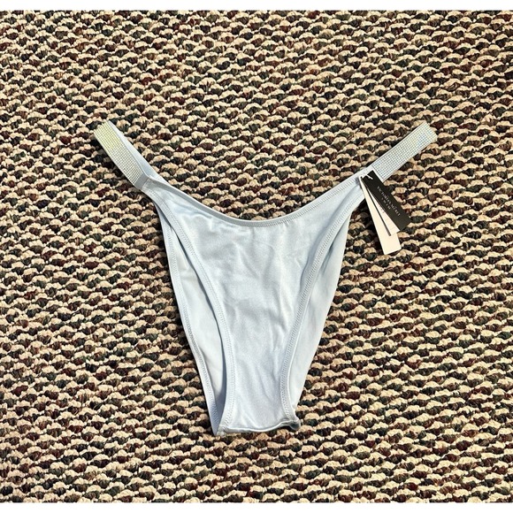 Victoria's Secret Other - NWT Victoria Secret Rhinestone Swim Brazilian Cheeky Bottom Sz L Light Blue Sexy